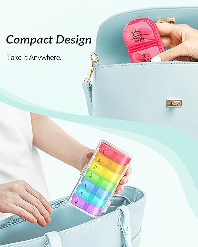 Miniatura 9 de ZIKEE - Organizador semanal de píldoras 2 veces al día, a.m. y p.m., con 7 pastilleros extraíbles para medicamentos, vitaminas y aceites de pescado