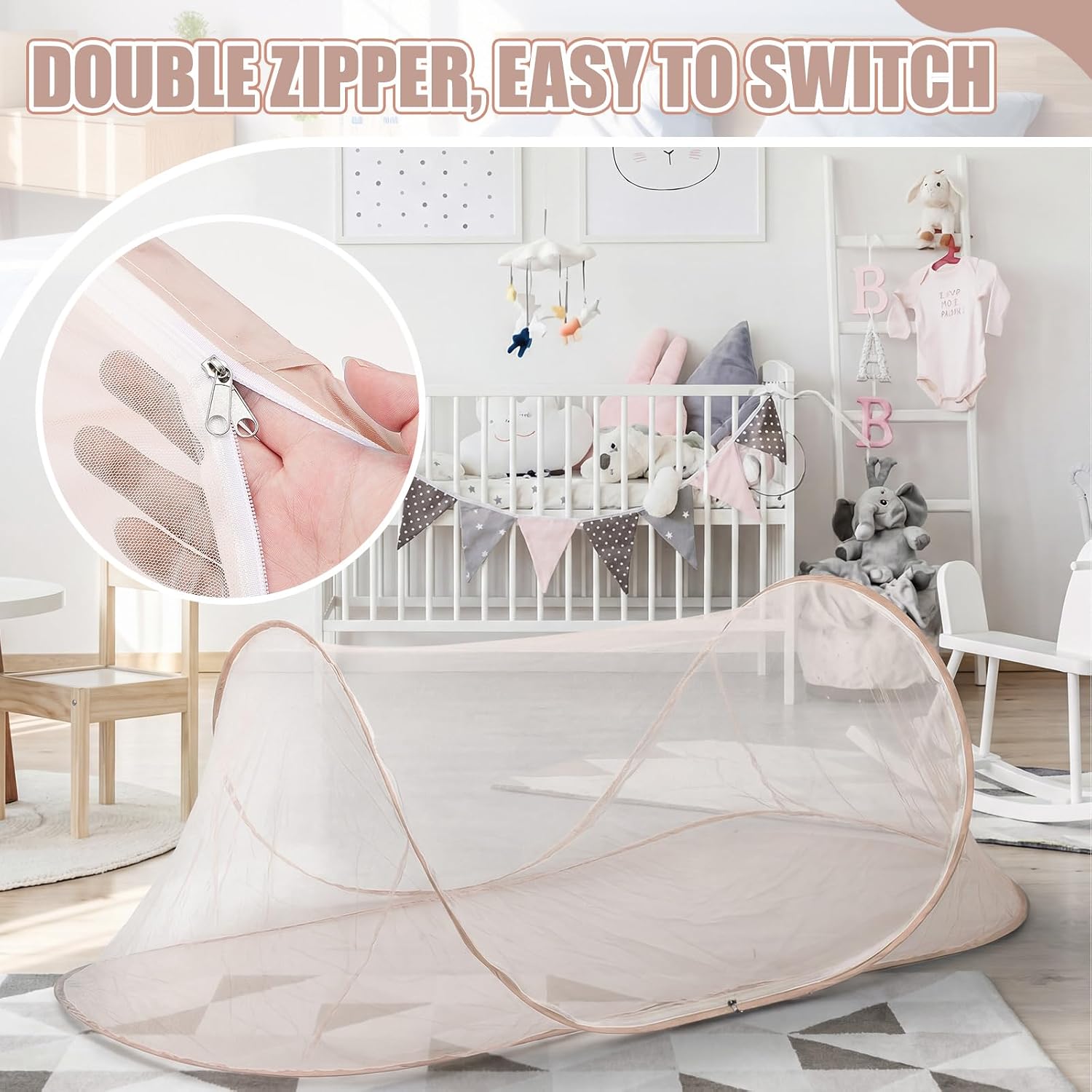 1 Pcs Mosquito Netting for Camping Bed 78 * 31 * 22 Inch, Brown image 5