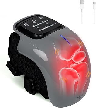 brenzo Cordless Knee Massager with Heat, Red Light Therapy & 3 Vibration Modes, 3 Heating Levels, Heated Knee Pad for Pain Relief, Gifts for All AgesVolcanic ash