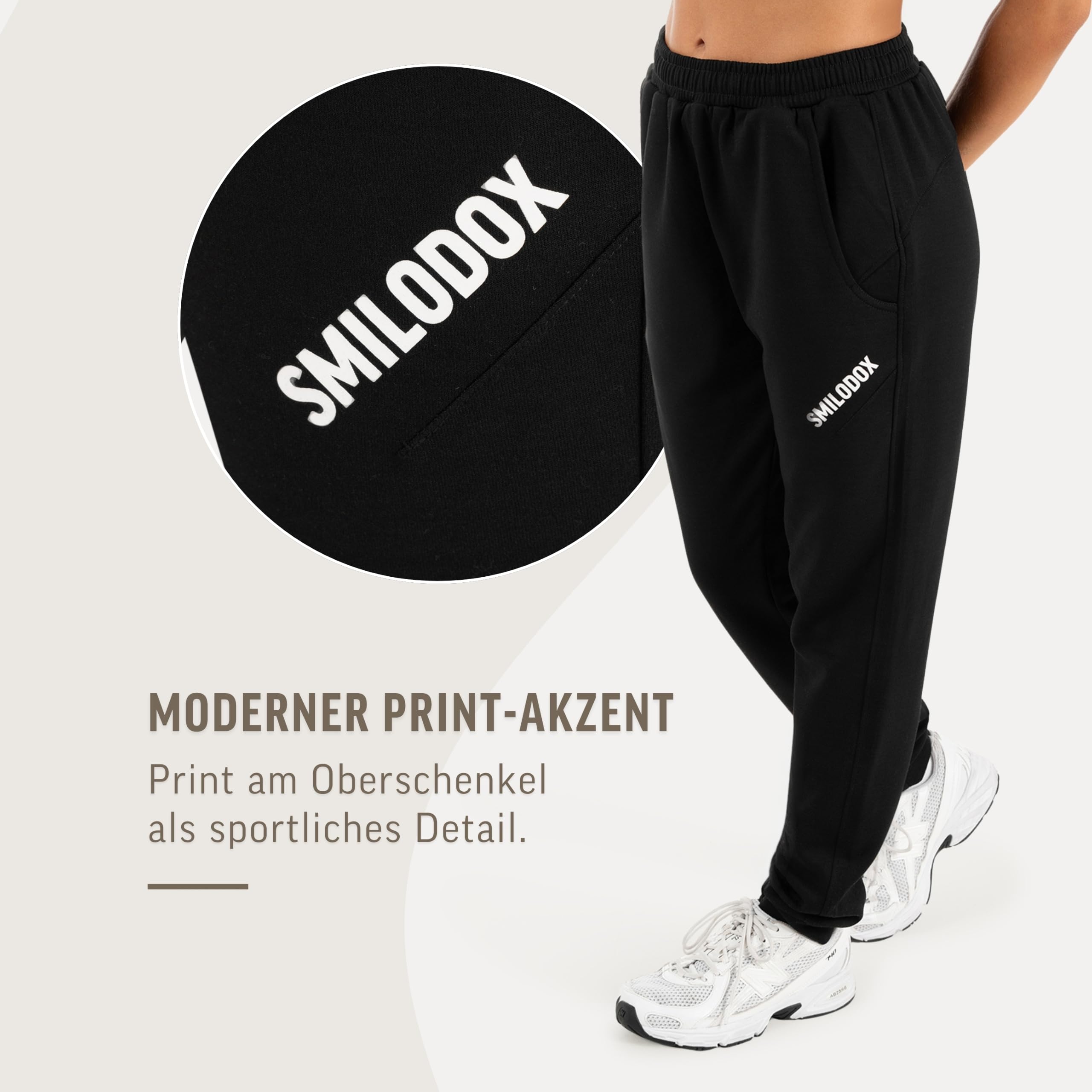 SMILODOX Jogginghose Damen Saria, Basic Sweatpants, Regular Fit mit Baumwolle, Sporthose & Trainingshose, Jogger mit Kordelzug, Rippbündchen & Eingrifftaschen, für Gym & Freiziet