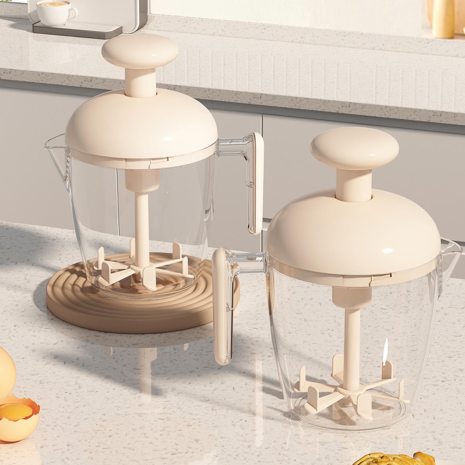 Tazza Mescolauova | Ad Azione Manuale Frullatore per Uova,550ml Preparazione Alimenti Frullatore, Utensile da Cucina per Bevande Crema Pastella Frullati Burro,Attrezzatura da Cucina Antigoccia