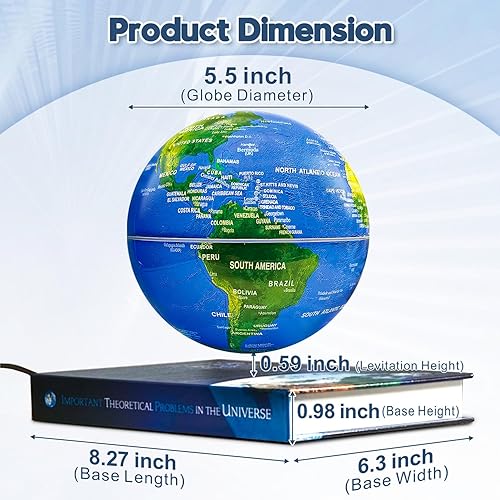 Miniatura 5 de Flagest Globo flotante de levitación magnética con base de libro giratoria, bonita estantería de escritorio, decoración de escaparate para el hogar,