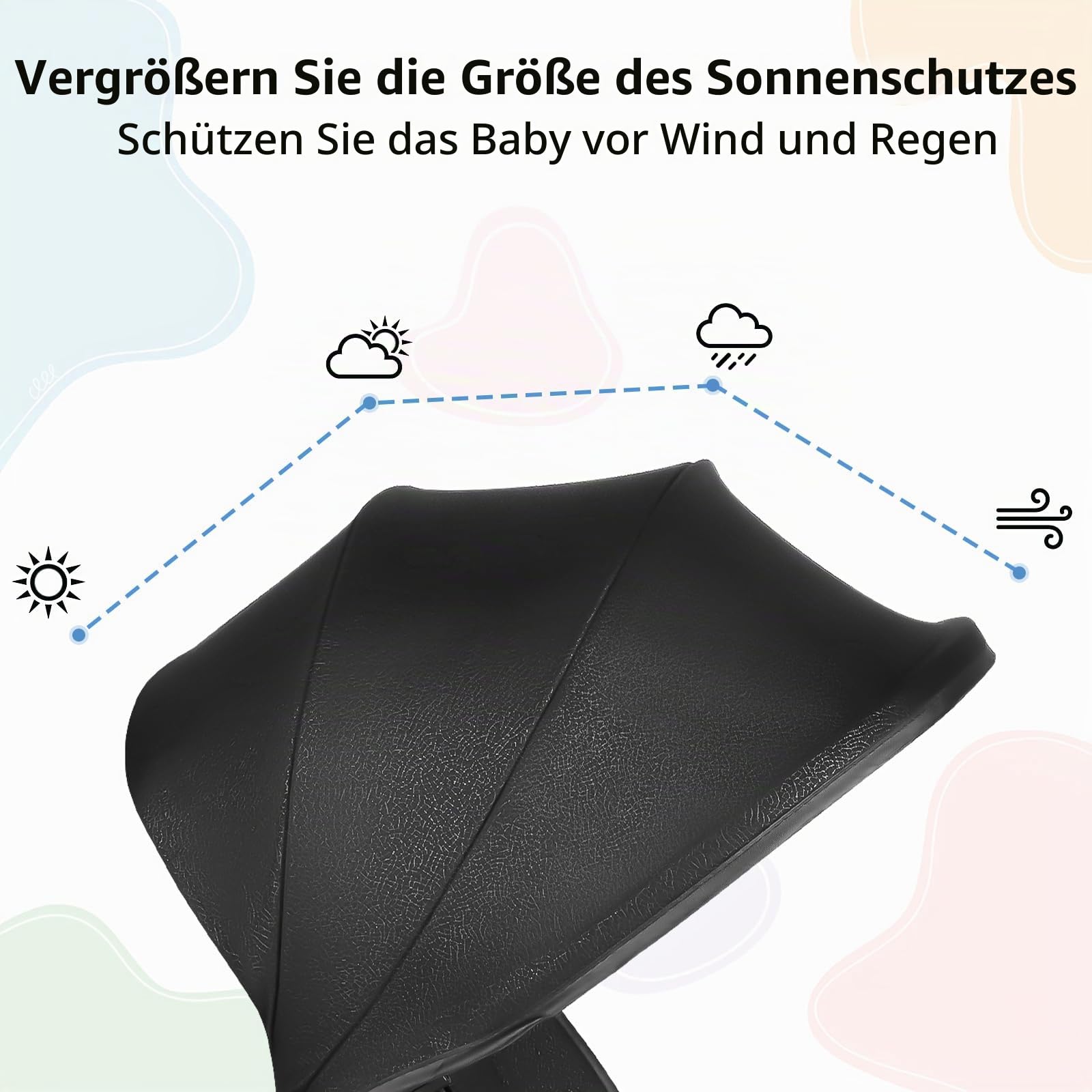 Kinderwagen, ultraleicht, Buggy, 6 Monate bis 4 Jahre, Reisekinderwagen, tragbar und leicht, höhenverstellbar, 3-Punkt-Gurt, verstellbares Dach (schwarz)