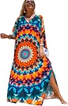 Women's Cardigan Bohemian Long Kimono Beach Swimsuit Cover Up Dress Plus Size Robe
