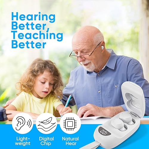 Miniatura 2 de Audífonos - Amplificador auditivo digital con dentro de la oreja sin chirridos, caja de carga de contacto magnética con pantalla de alimentación