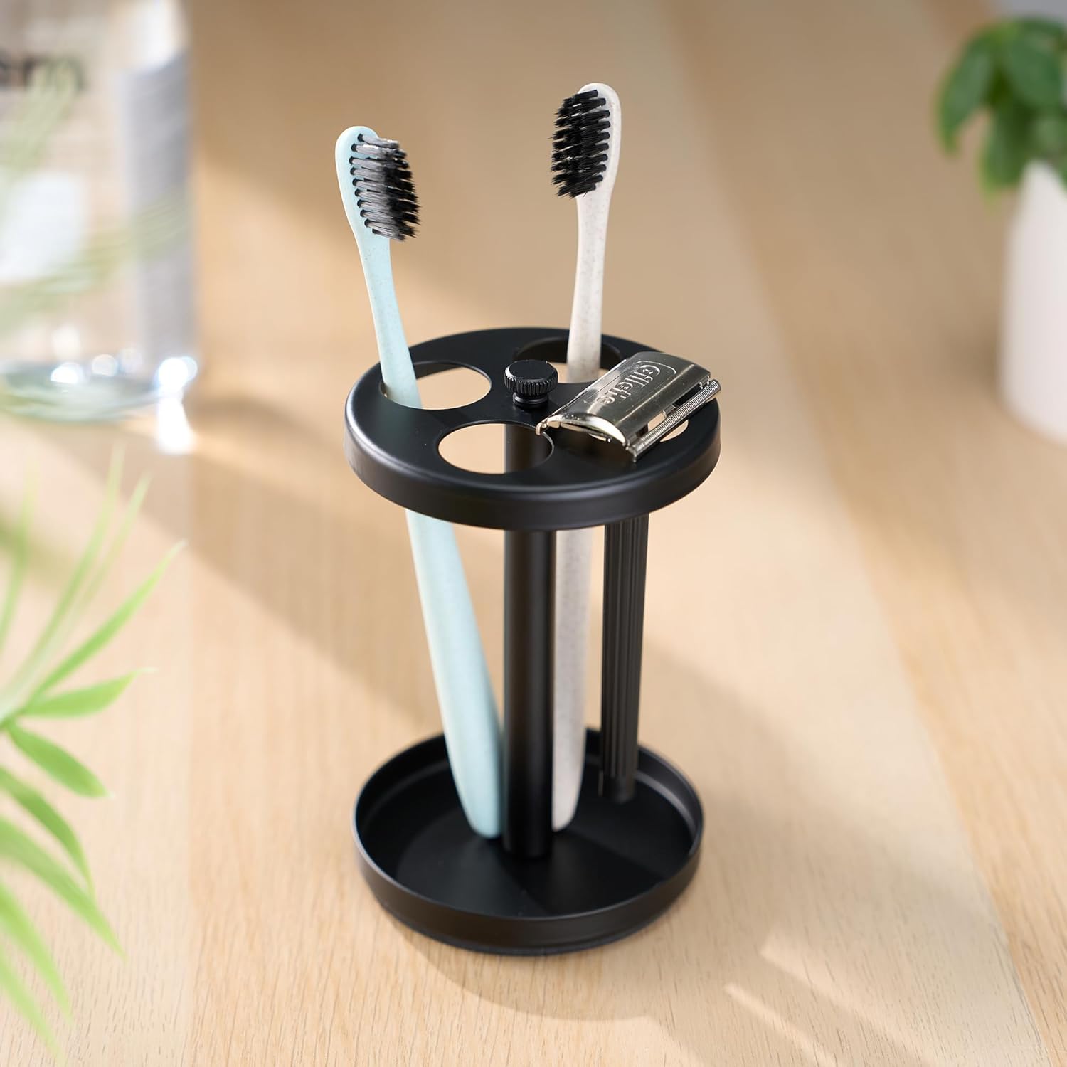 Bla Stainl Toothbrush Holder Stand: Rustproof Bathroom Counter