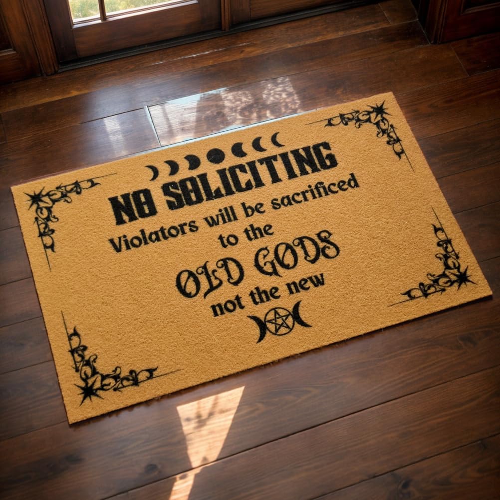 SAIONJI No Soliciting Synthetic Coir Doormat - Violators Will Be Sacrificed Door Mat - 29