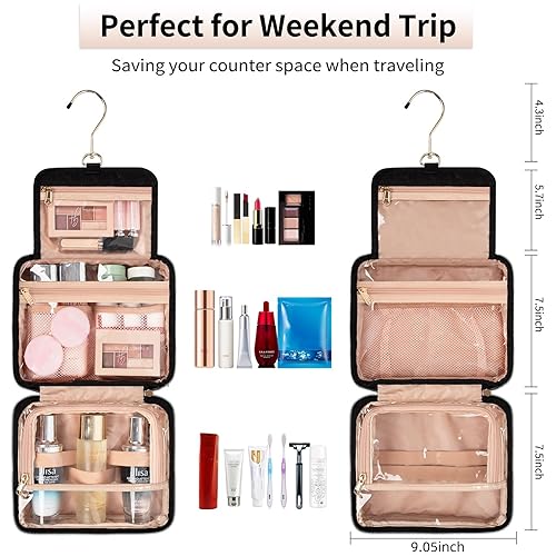 Miniatura 7 de CUBETASTIC Neceser de viaje, bolsa de maquillaje para mujer, bolsa de viaje portátil resistente al agua pequeña para artículos de tocador y