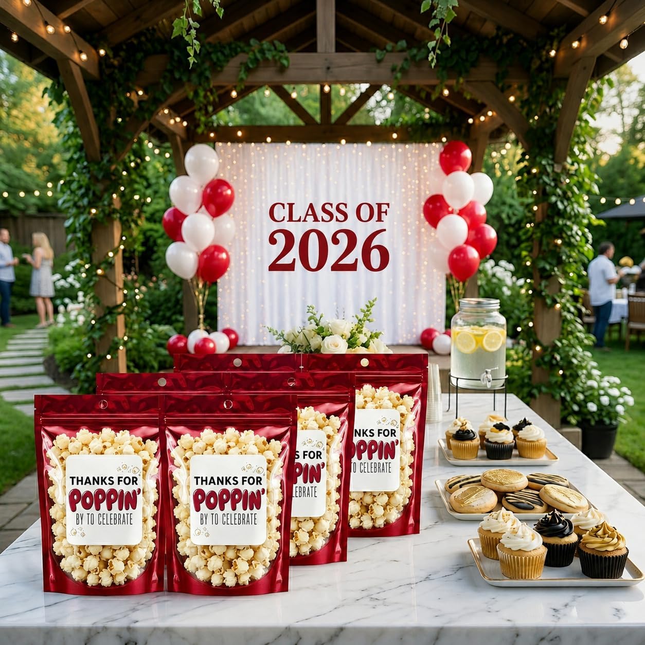 50 Pack Popcorn Treat Bags with Thanks for Popping by to Celebrate Stickers image 4