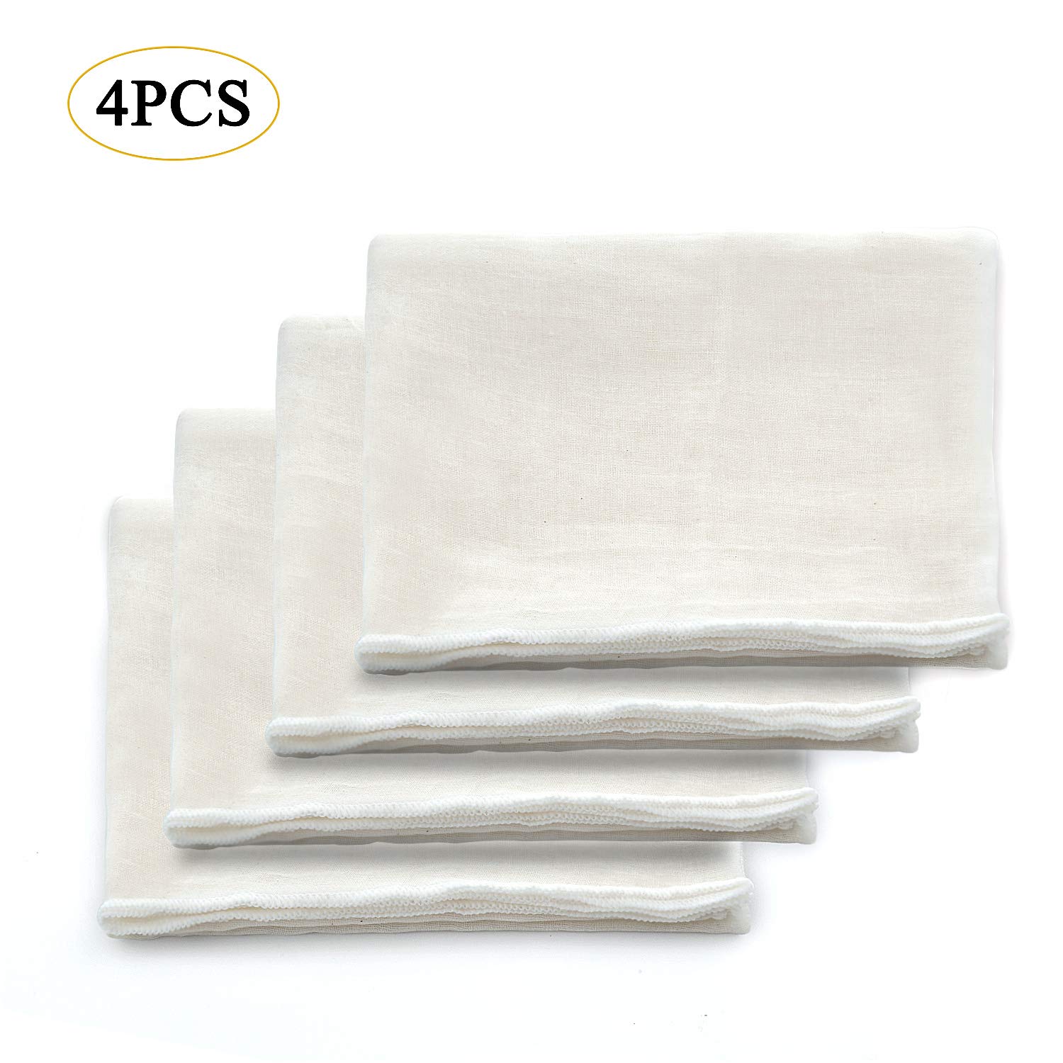 Vordas Welecoco 4 Pcs Cheesecloth, 100% Unbleached Cotton Cheesecloth,Muslin Cloths for Straining,Cheesecloth Fabric Muslin Cheesecloth Organic(90X90cm)