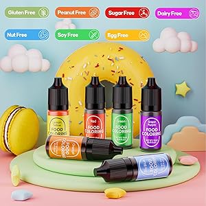 Food Coloring Set for Cake Decorating - 12ml X 6 Color Food Grade Vibrant Food Dye Tasteless Liquid Color for Baking Easter Egg Icing Fondant Cooking DIY Kit - 0.41 Fl. oz (12 ml)/Bottles