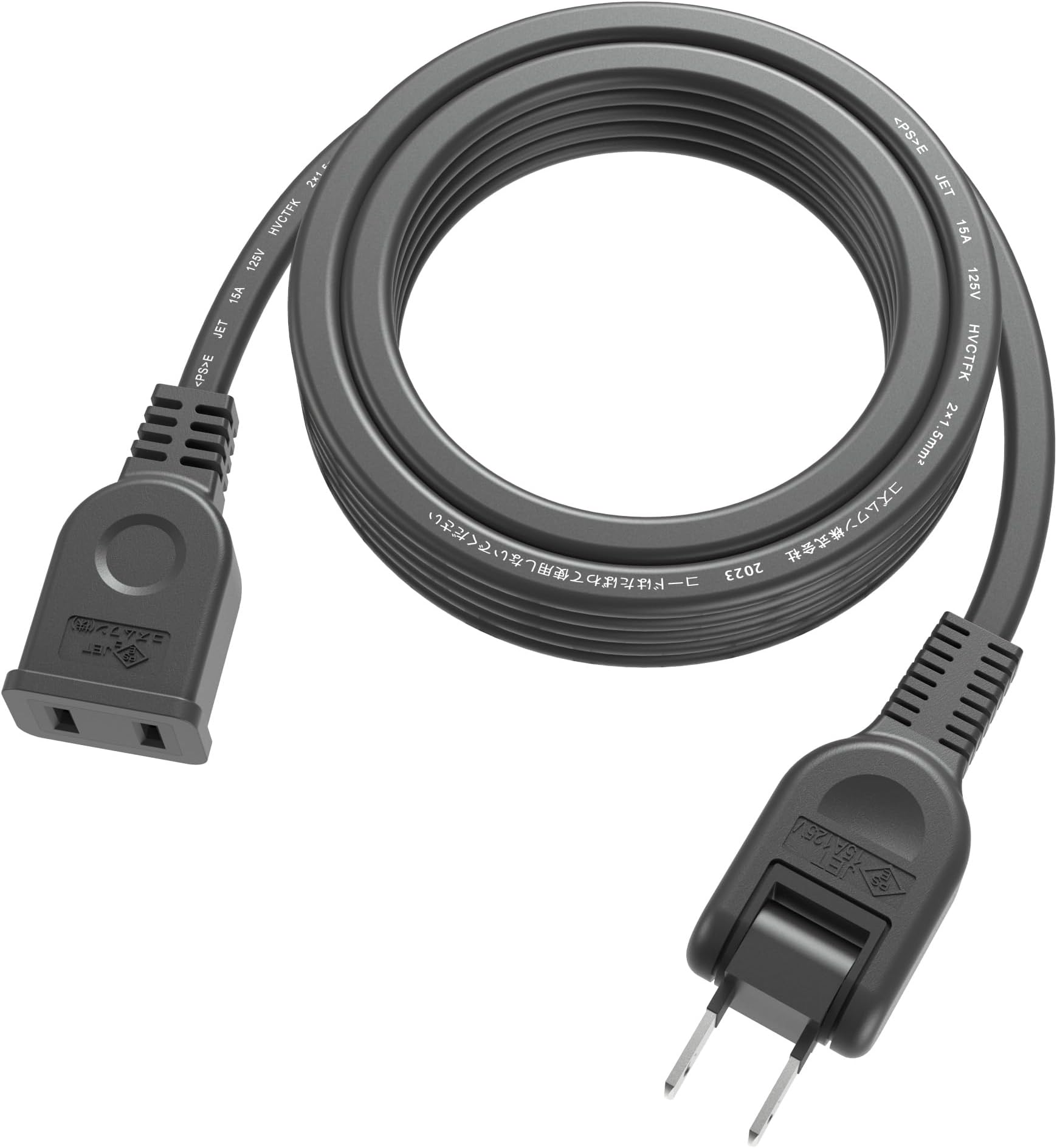 Power Extension Cord, Power Strip, 1 Outlet, Clean Wiring, 15A, 1500W, Choose from 0.3 to 32.8 ft (0.1 - 10 m), Cold Resistant, Heat-Resistant, Fire Prevention, Insulated Cap, Extension Cable,