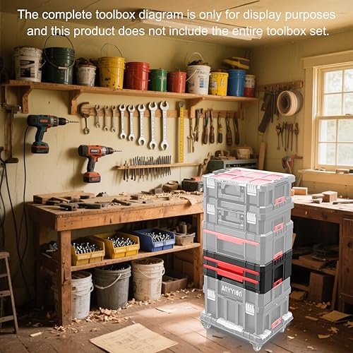 Miniatura 5 de Anyyion Organizador de almacenamiento de herramientas con cajones dobles, cierres resistentes, compartimentos extraíbles para herramientas y