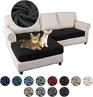 Vista 1 de Fundas para sofá modular, 3 piezas elásticas antideslizantes en forma de L, fundas de cojín separadas para sofá para sofá seccional izquierdo o Negro