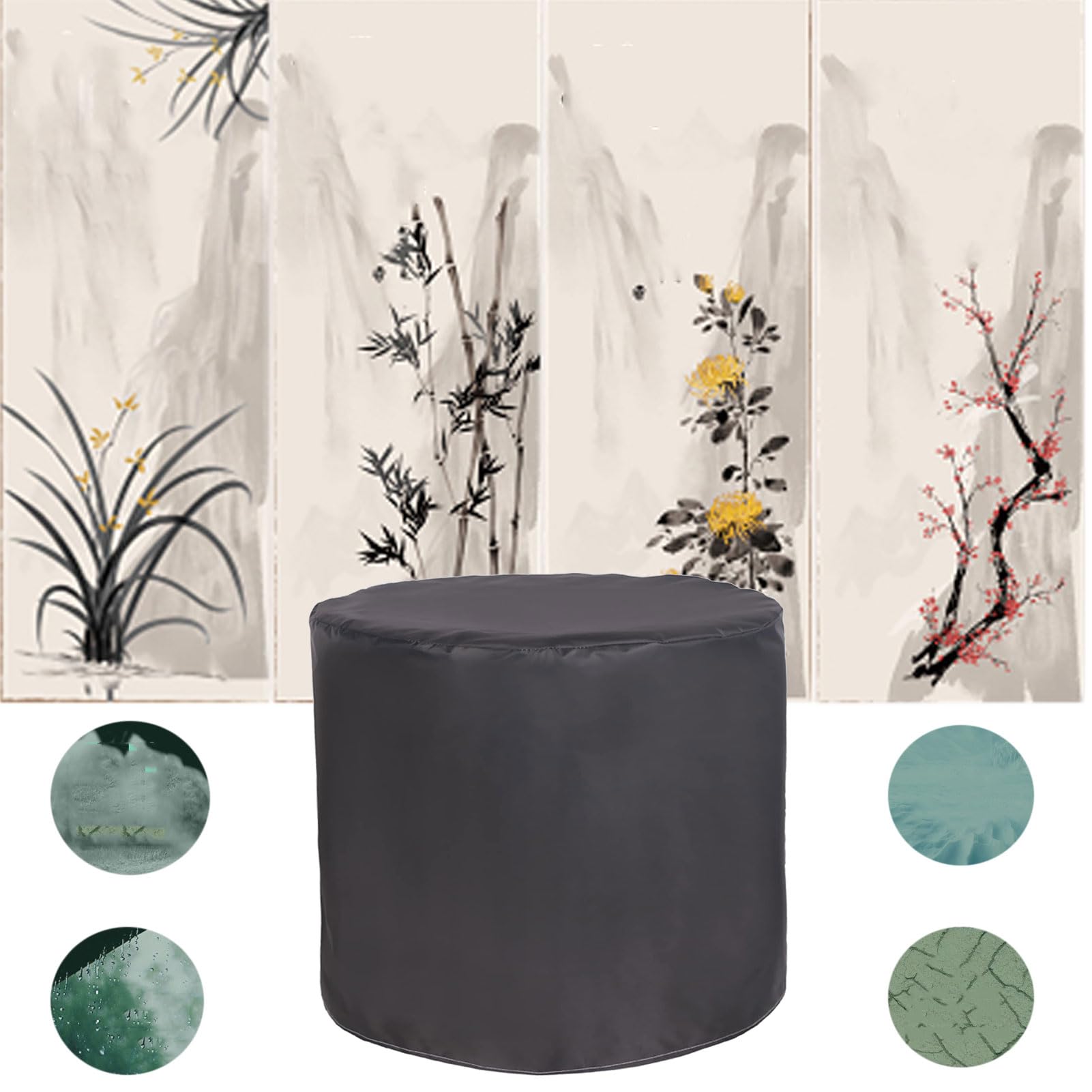 Fundas para Muebles de Jardín Impermeable 125x70cm, 420D Redonda Cubierta Muebles Exterior, Funda Protectora de Muebles Jardín, Cubierta de Conjunto de Muebles para Mesa Silla Muebles