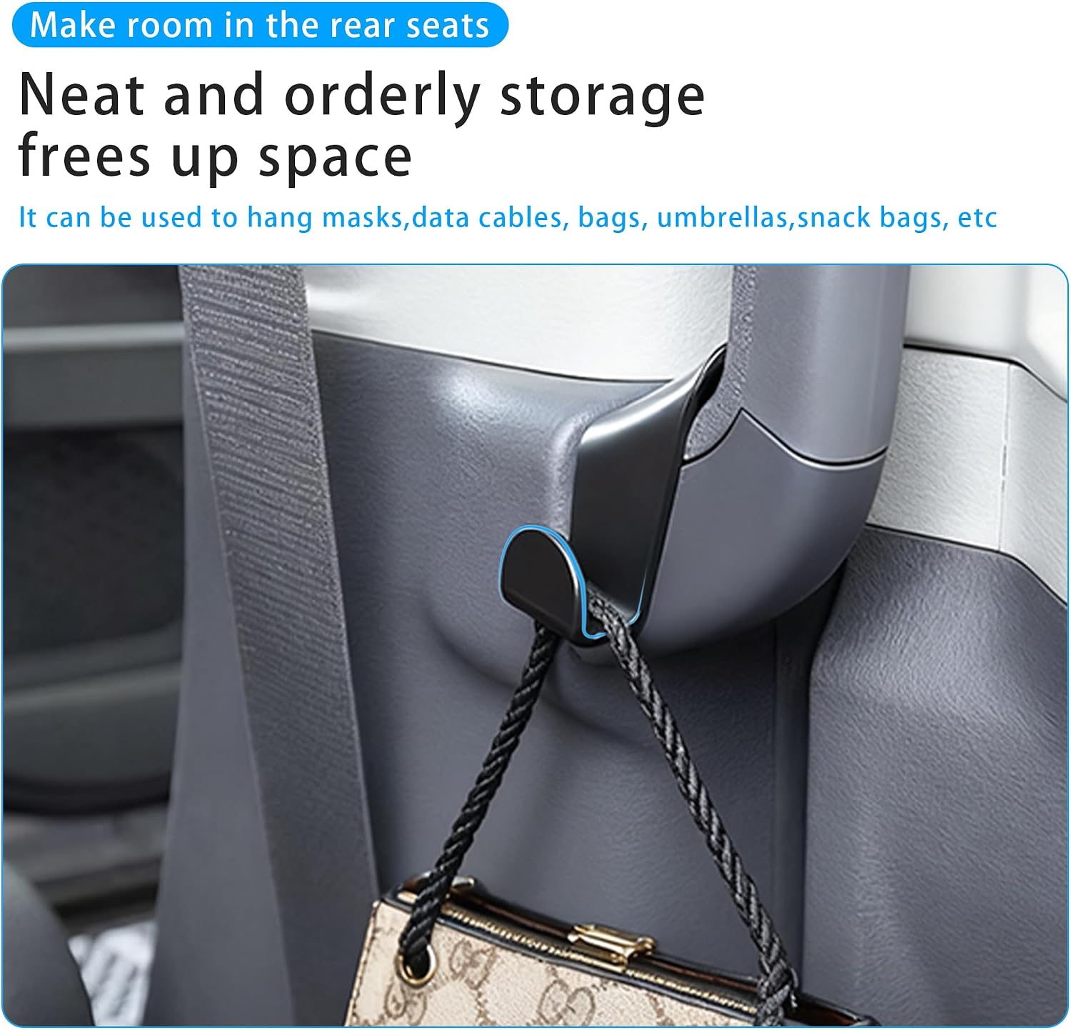 Middle Door Car Hook Storage Organizer for Handbag Purse Coat fit Sienna 2021 2022 2023 2024 2025 Accessories 2PCS