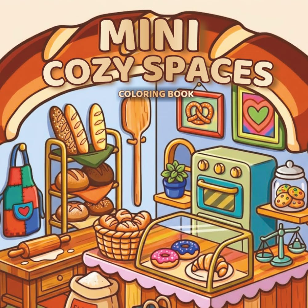 Mini Cozy Spaces: Cozy Coloring Book for Adults and Teens
