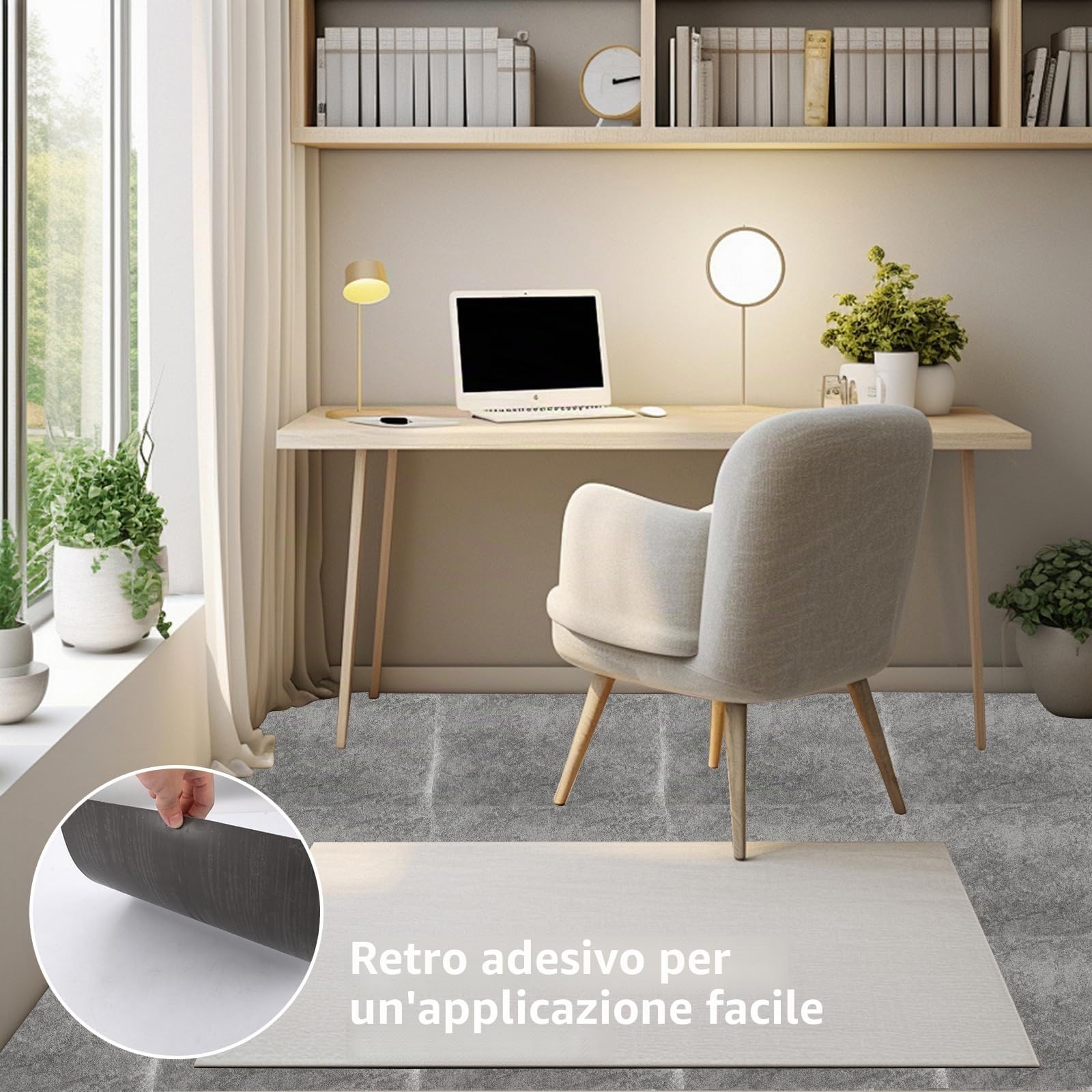 CYEER 40 Pièces/3,6m² Rivestimento del Suolo Autoadesivo PVC 30x30CM, Piastrelle Autoadesive per Cucina, Bagno, Salotto, Marmo Grigio