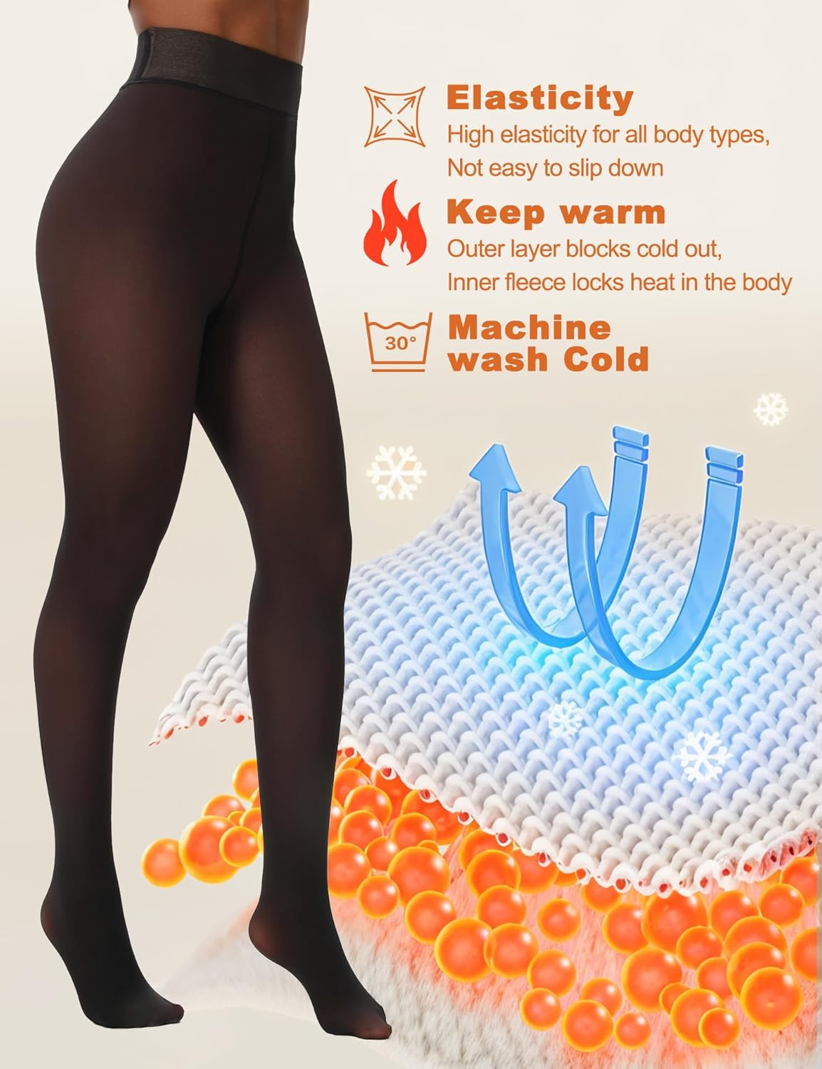 Fleece Lined Tights Women Sheer Thermal Tights Fake Faux Translucent Pantyhose Skin Color Winter Pantyhose - Image 4