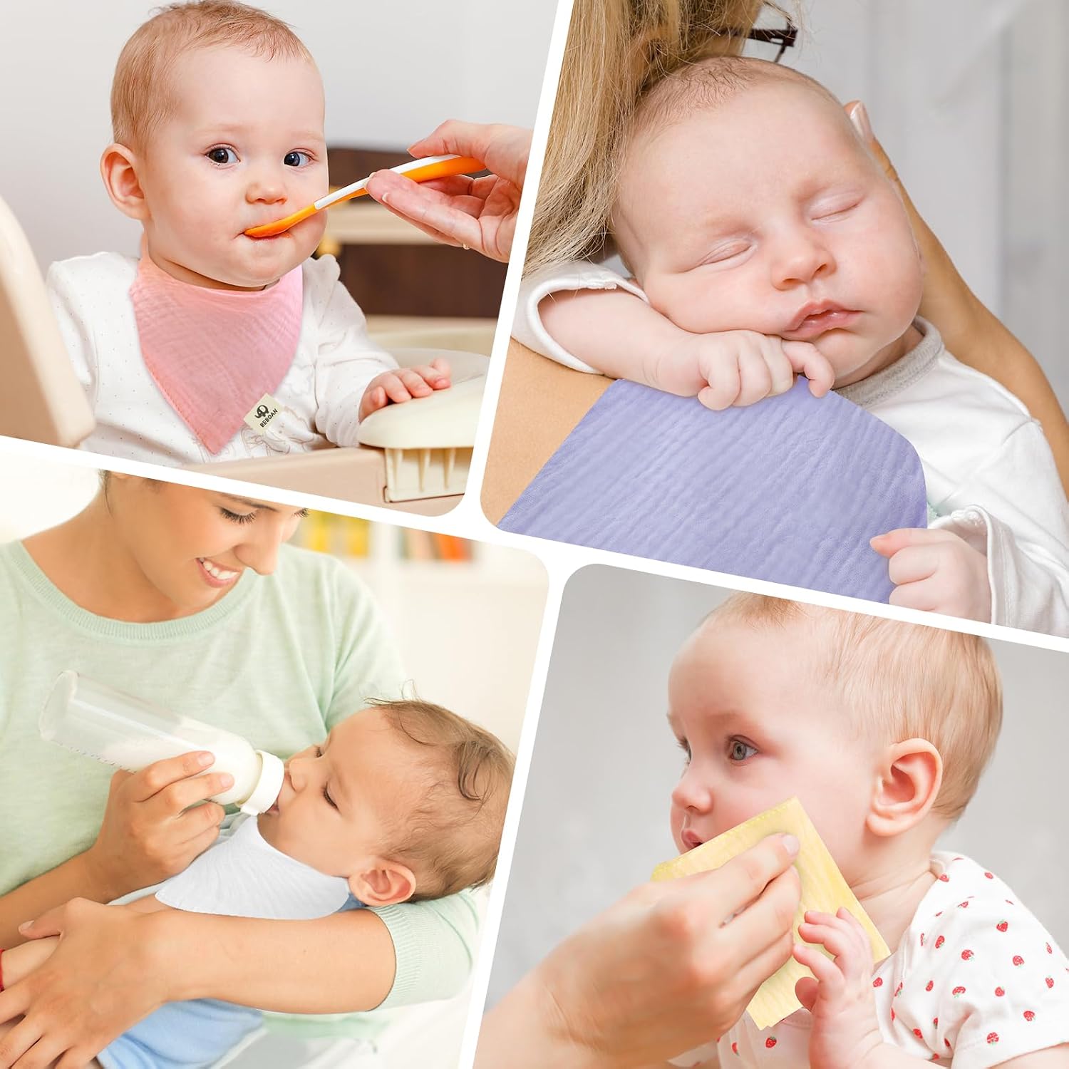 BEBOAN Baby Muslin Bandana Bibs 3-36 Months,8-Pack Cotton Drool Bibs for Baby Girl Boys,Feeding Bib for Toddle Infant Newborn