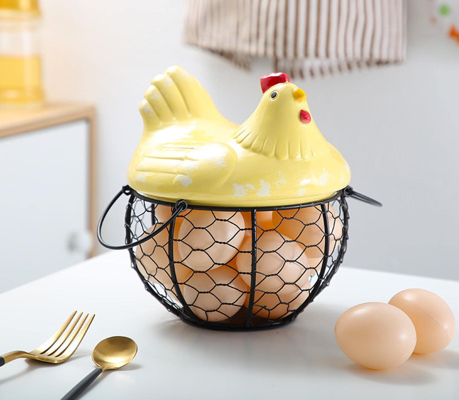 Amazon.co.jp: 卵ホルダー 装飾 卵かご メタルワイヤー 15個ぐらい入れ