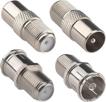 F to TV Antenna Adapter Kit 4-Pack 2 Pairs, F Female to PAL Male/Female European TV Coax Adapter, for Smart TV Samsung,Sony Yamaha Sony Bose Stereo Receiver,SDR,OTA AntennaNOT for RCA
