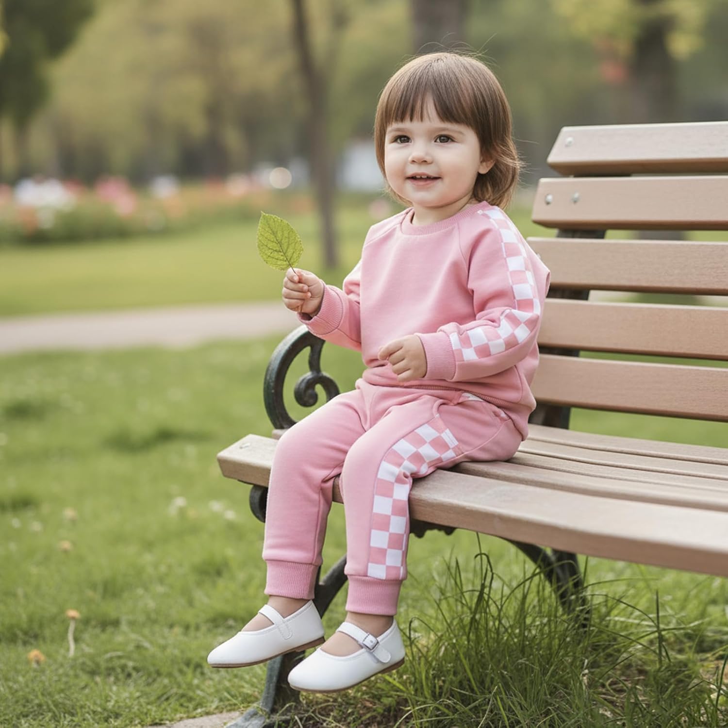 allshope Toddler Baby Girl Fall Outfit Patchwork Long Sleeve Sweatshirts Elastic Waist Pants Cute Newborn Clothes Set - Image 4