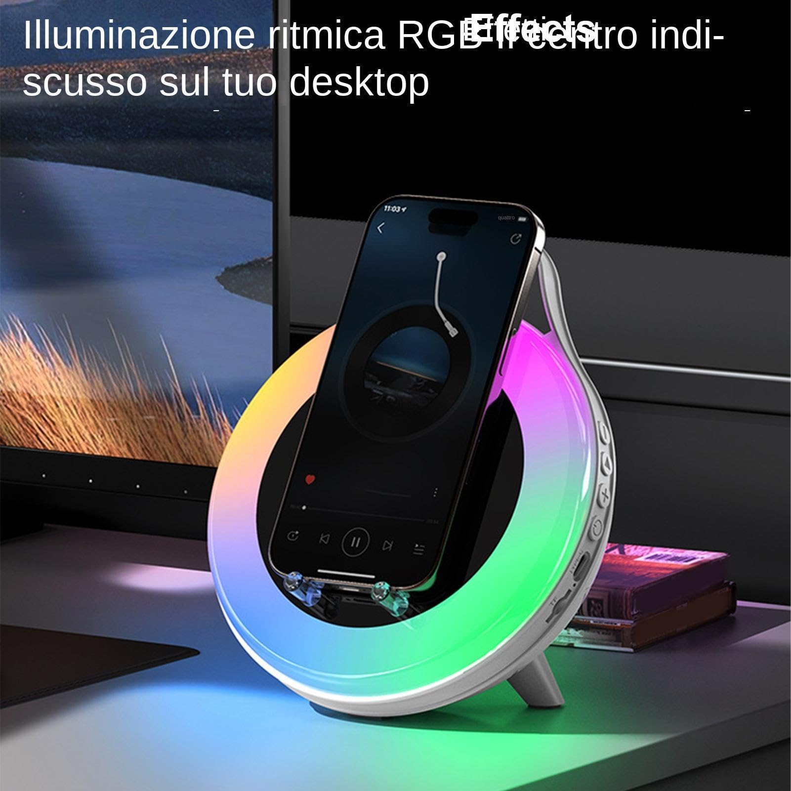 Głośnik indukcyjny RGB Smartfonowy Wzmacniacz Dźwięku Uchwyt
