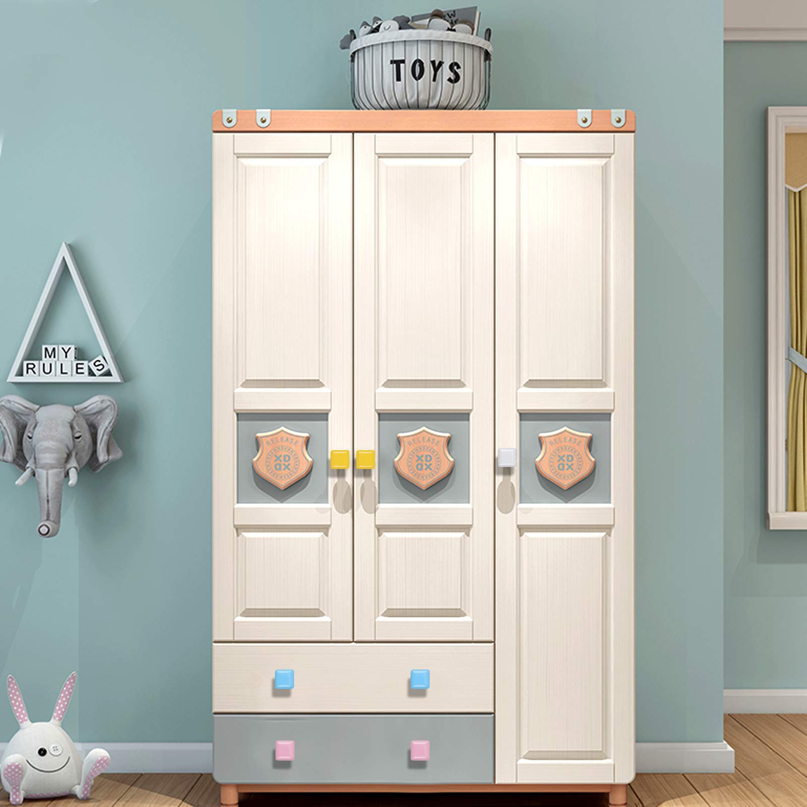 10 Pezzi Pomelli per Bambini Colorate Pomelli per Cassetti in Legno Pomello Maniglie per Armadio con 10 Vite Manopole per Mobili da Cucina Cassetto Camera dei Bambini Bagno Decorazione