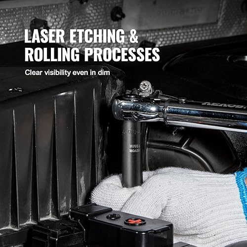 Miniatura 5 de Vevor - Juego de 13 vasos de impacto de 12 pulgada, profundo, de 6 puntas, métrico de 10-24mm, acero de aleación CR-V para reparación de