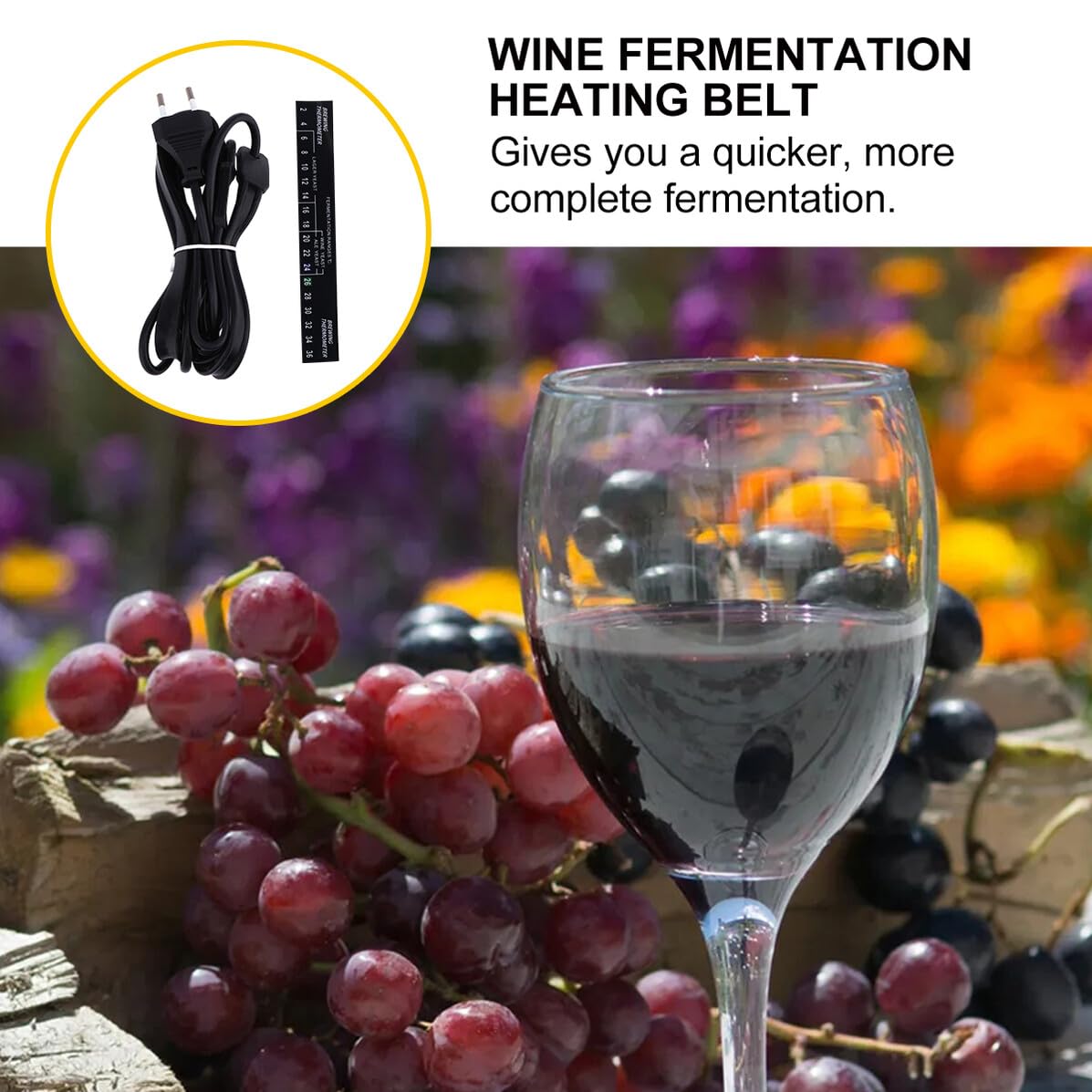 Cintura Riscaldante Nero Silicone per Fermentazione Birra Temperatura Uniforme e Alta Densità di Potenza, Accessorio Spina UE per Fermenter e Lievito