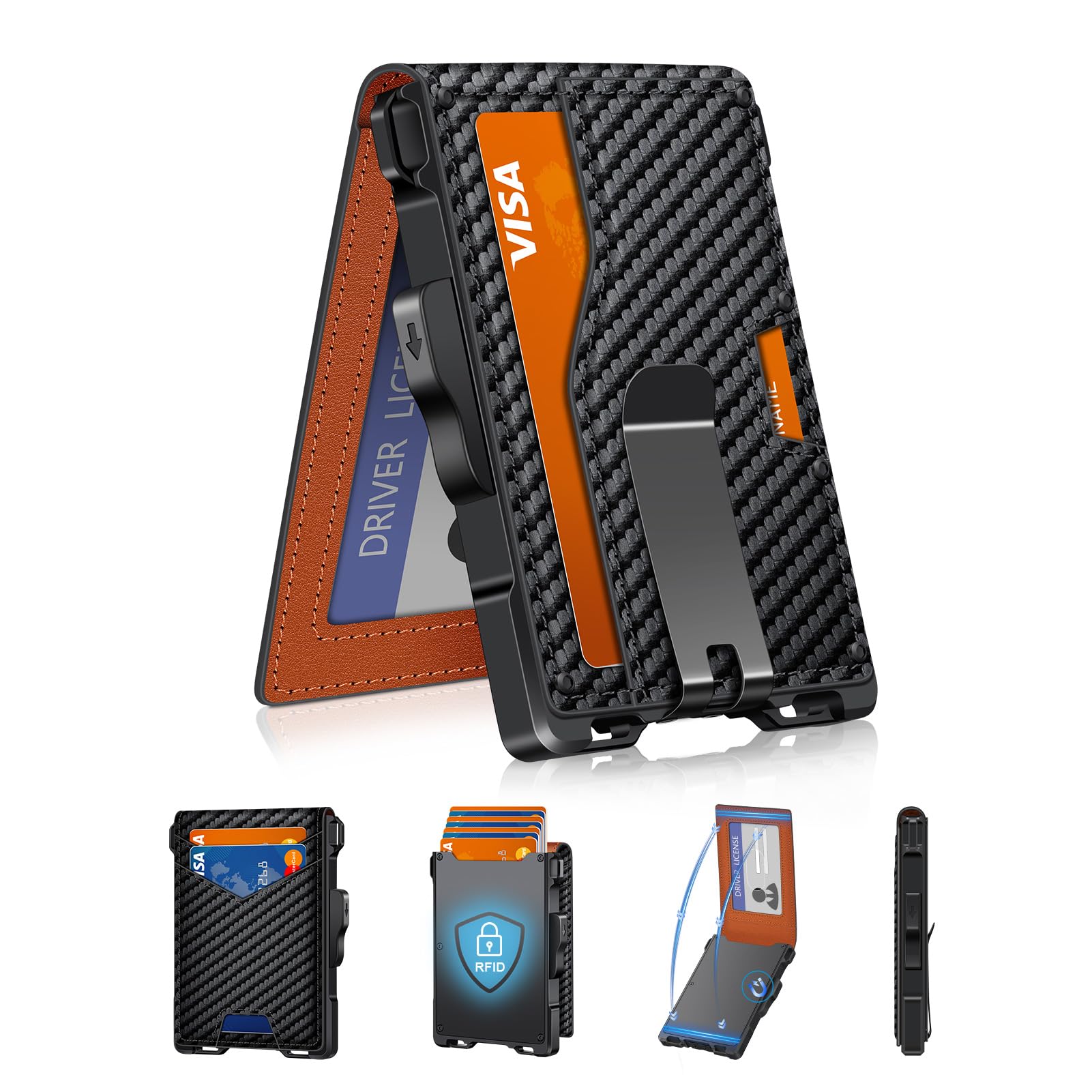 Sponsored Ad - Wallet for Men, Minimalist Slim Mens Wallet with Money Clip, RFID Blocking Smart Pop Up Card Wallet with ID Window, Compact Bifold Wallet,Metal Aluminum Credit Card Holder