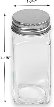 SimpleHouseware Spice Jars 4 Ounce Square Bottles w/label, 12 Pack