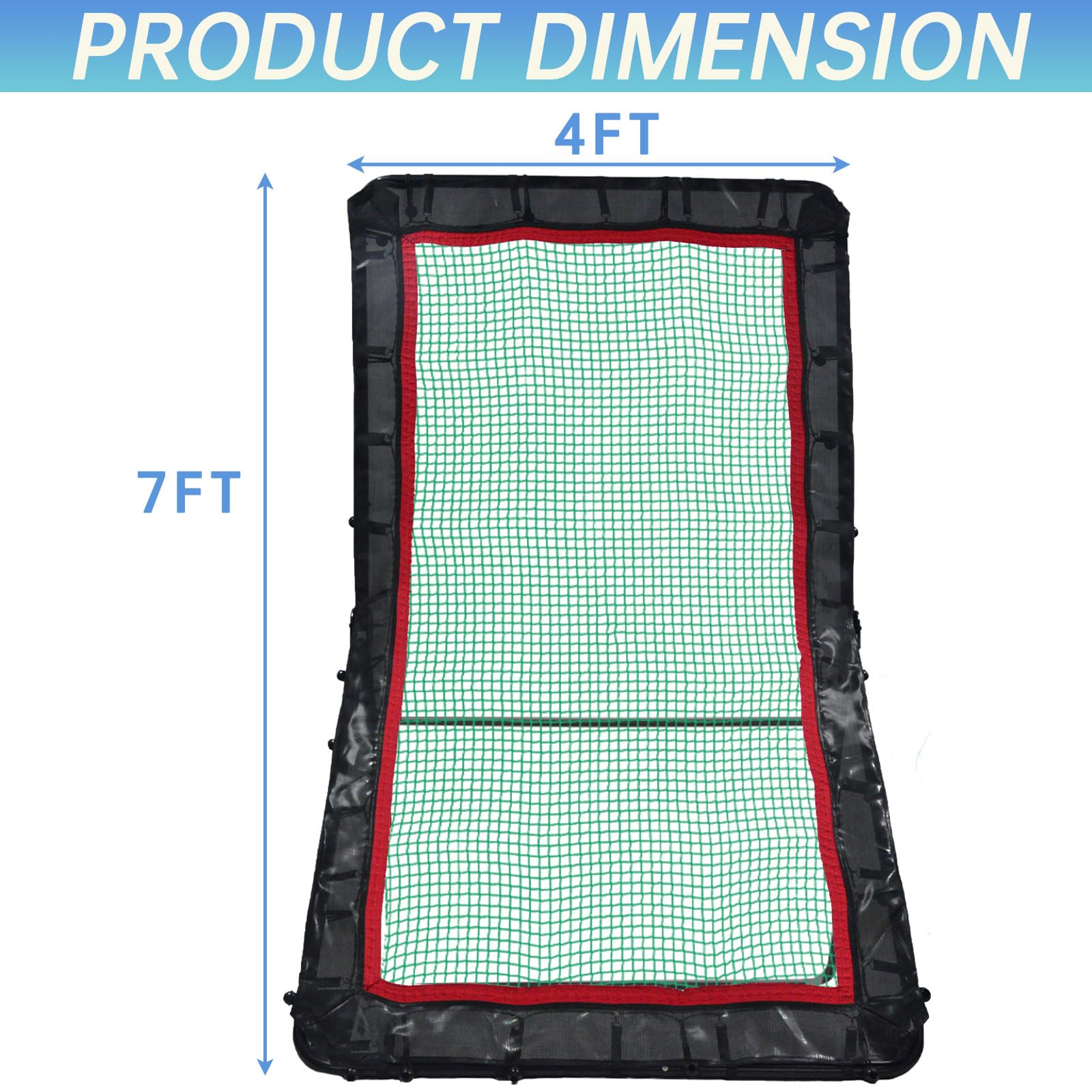 KFFKFF Collapsible Lacrosse Rebounder For Outdoor Use, 3x4 Ft Bounce Back Net For Volleyball, Pitchback Return Net For Baseball Softball Training, Adjustable Tilt Shooting Practice Wall, Black