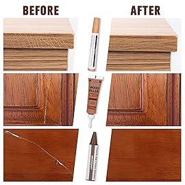 Furniture Repair Kit Wood Touch up Maker Restore Any Wood Furniture, Cover Surface Scratch for Wooden Floor Table, Filler Oak, Cabinet, Door, Veneer, Set of 39