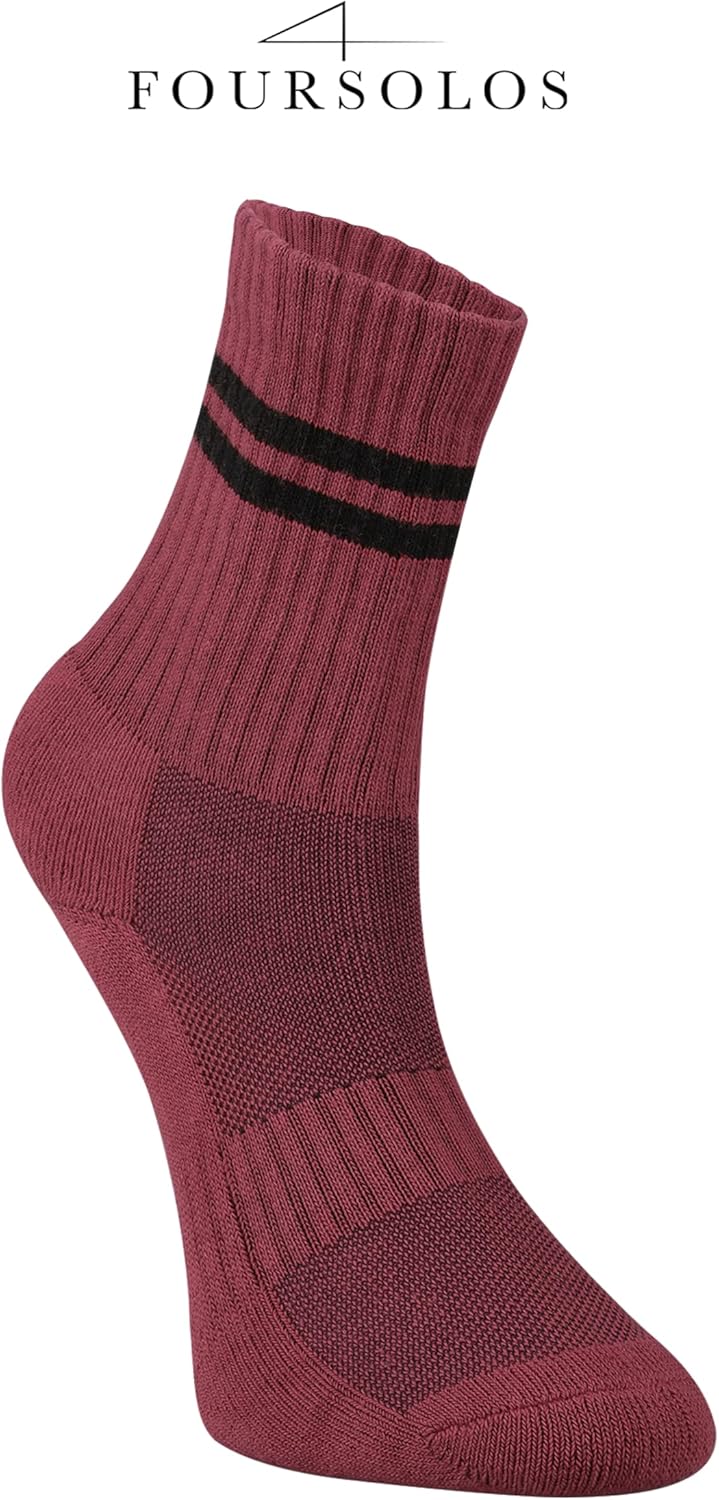 Women Athletic Ankle Socks Size 6–9, Cotton Terry Sole Tennis Socks with Blue Striped Colorful Infill on White Base - Image 5