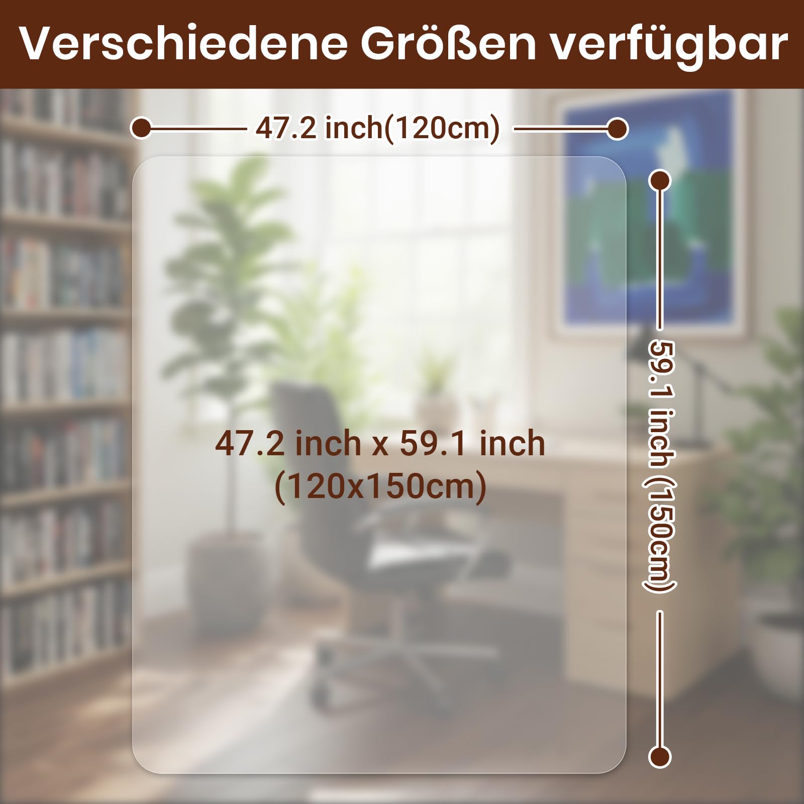 COSYLAND Bodenschutzmatte Bürostuhl Transparent [120x150cm] – 1,2mm PVC Schreibtischstuhl Unterlage für Hartböden, Parkett & Laminat – rutschfeste Stuhlunterlage, Fußbodenschutzmatte