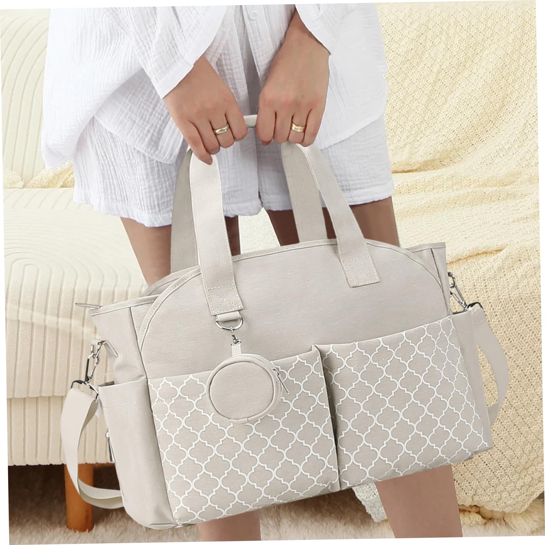 Sacs à langer pour bébé avec un sac bébé portable multi-fonctions de station à langer avec poignée et bandoulière pour maman