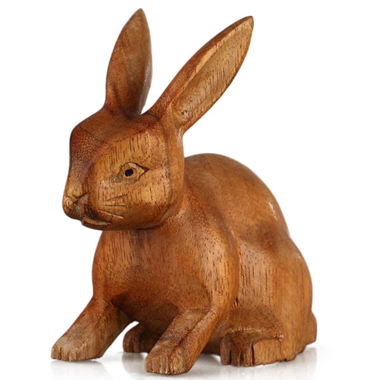 ART-CRAFT Holz-Hase Schnitzerei aus Suar Holz Natur 13cm