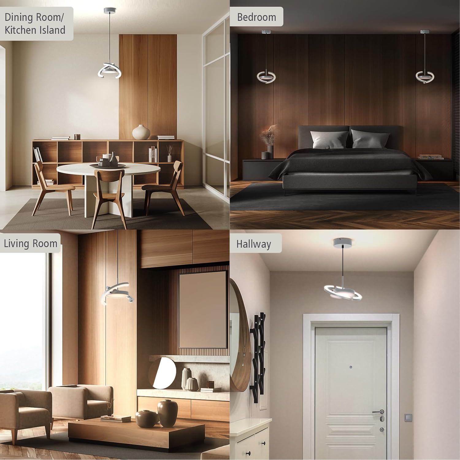 FIMEI LED Saturn Pendant Lights, 3000-6000K Dimmable Adjustable Hanging Chandelier Saturn Ring Design for Dining Room Kitchen Island Entryway Bedroom Foyer Black (Gray, 1)