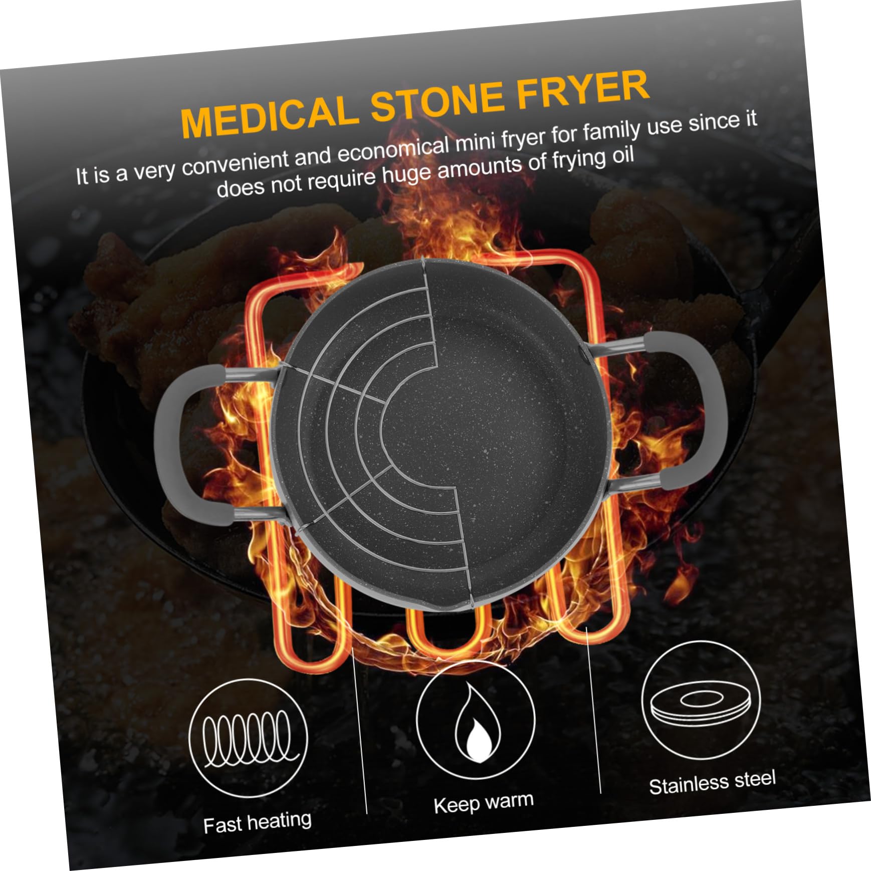 Alipis Deep Frying Pot with Basket Tempura Frying Pot Portable Non-stick Oil Strainer for Deep Fryer