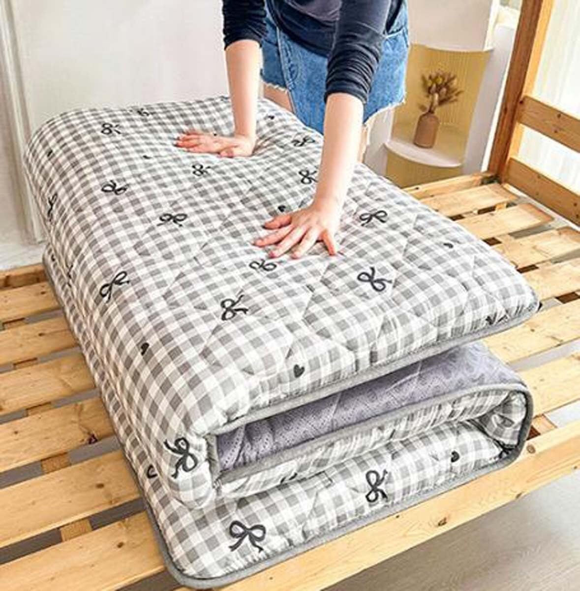 Matelas futon Portable pour dortoir Adulte, Matelas Pliable pour Camping Familial