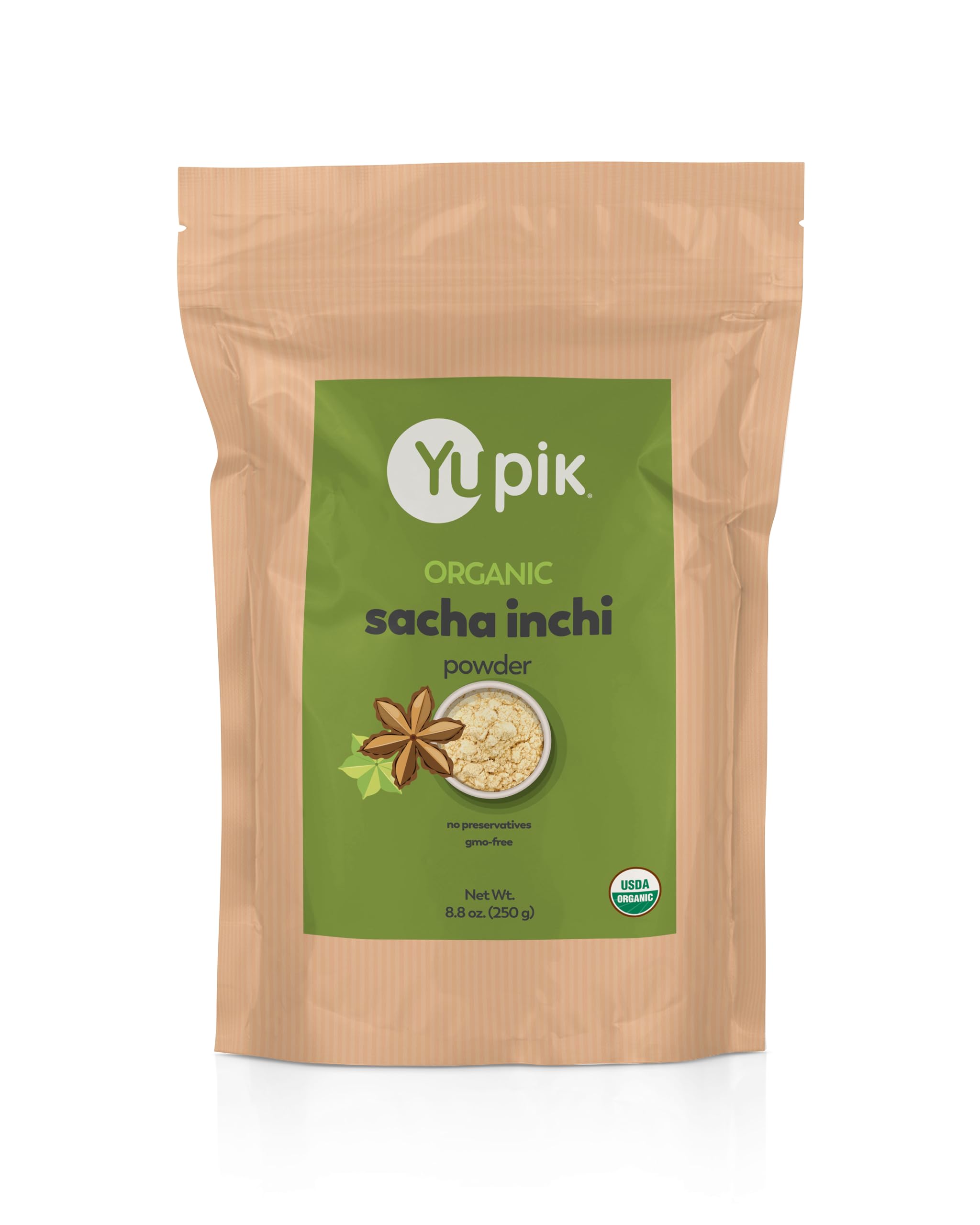 Yupik Organic Sacha Inchi Powder 8.8 oz, USDA Certified, Non-GMO, Vegan Protein Powder, Gluten-Free, Kosher, Superfood Rich in Protein, Fiber & Omega-3s, Perfect for Smoothies & BakingUSDA Organic