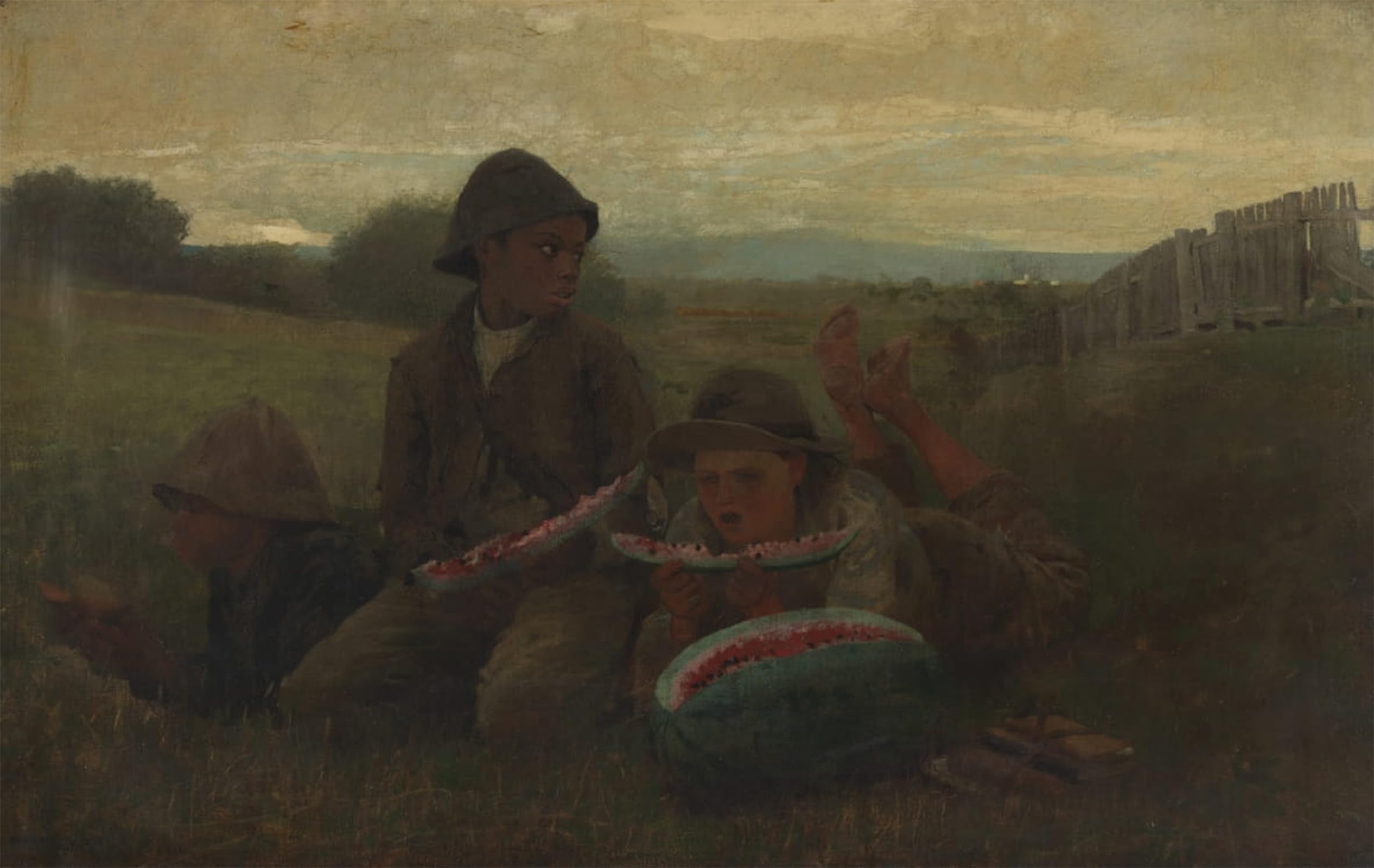 ARTXLXXBN Famous Print Painting Colorful Art Print the Watermelon Boys by Winslow Homer Canvas Art Decorations for Home Decor 60x90cm