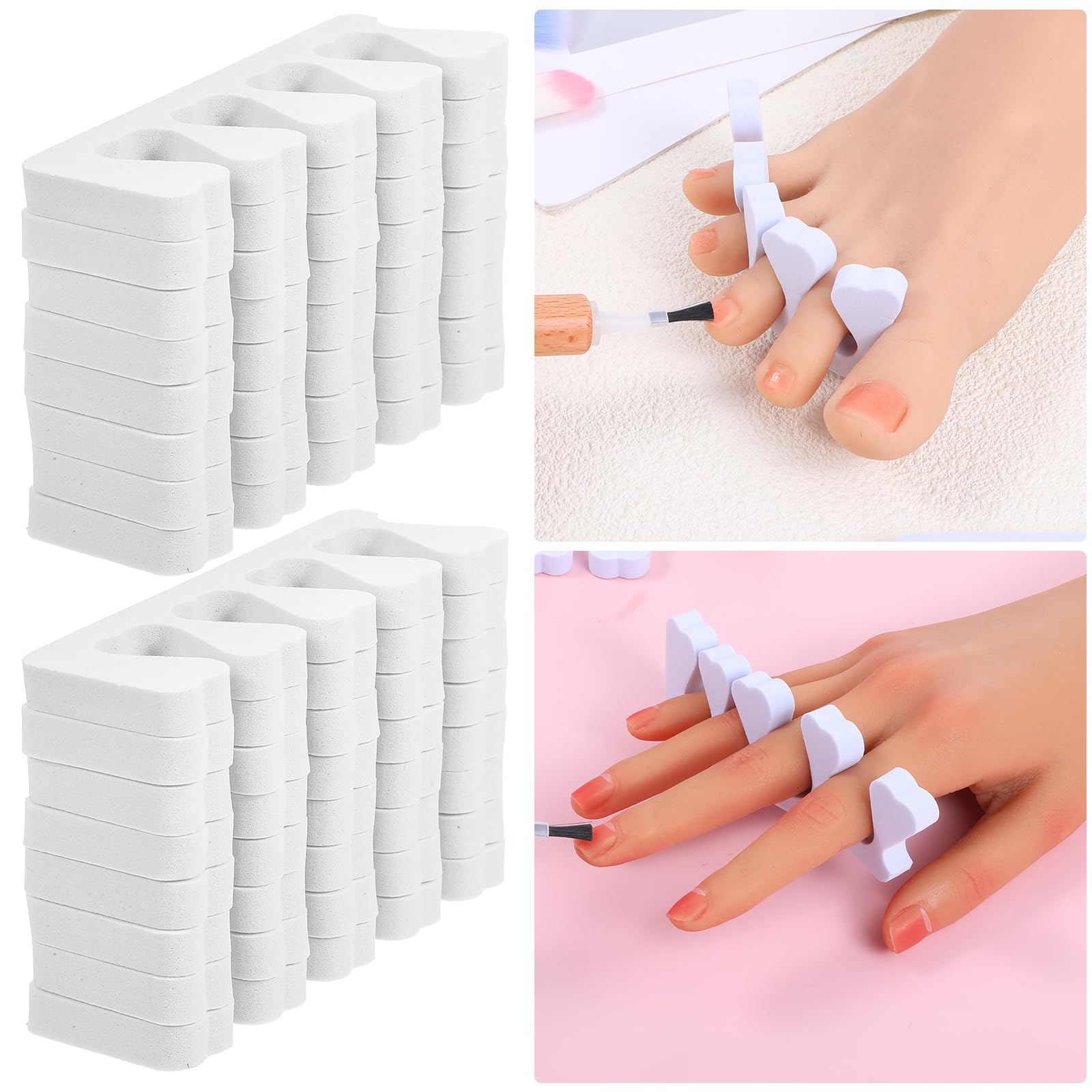 300 separadores de dedos para esmalte de uñas, separador de dedos a granel, pedicura, pie correcto para hombres y mujeres, esmalte de uñas, suministros de pedicura cómodos y suaves (blanco)