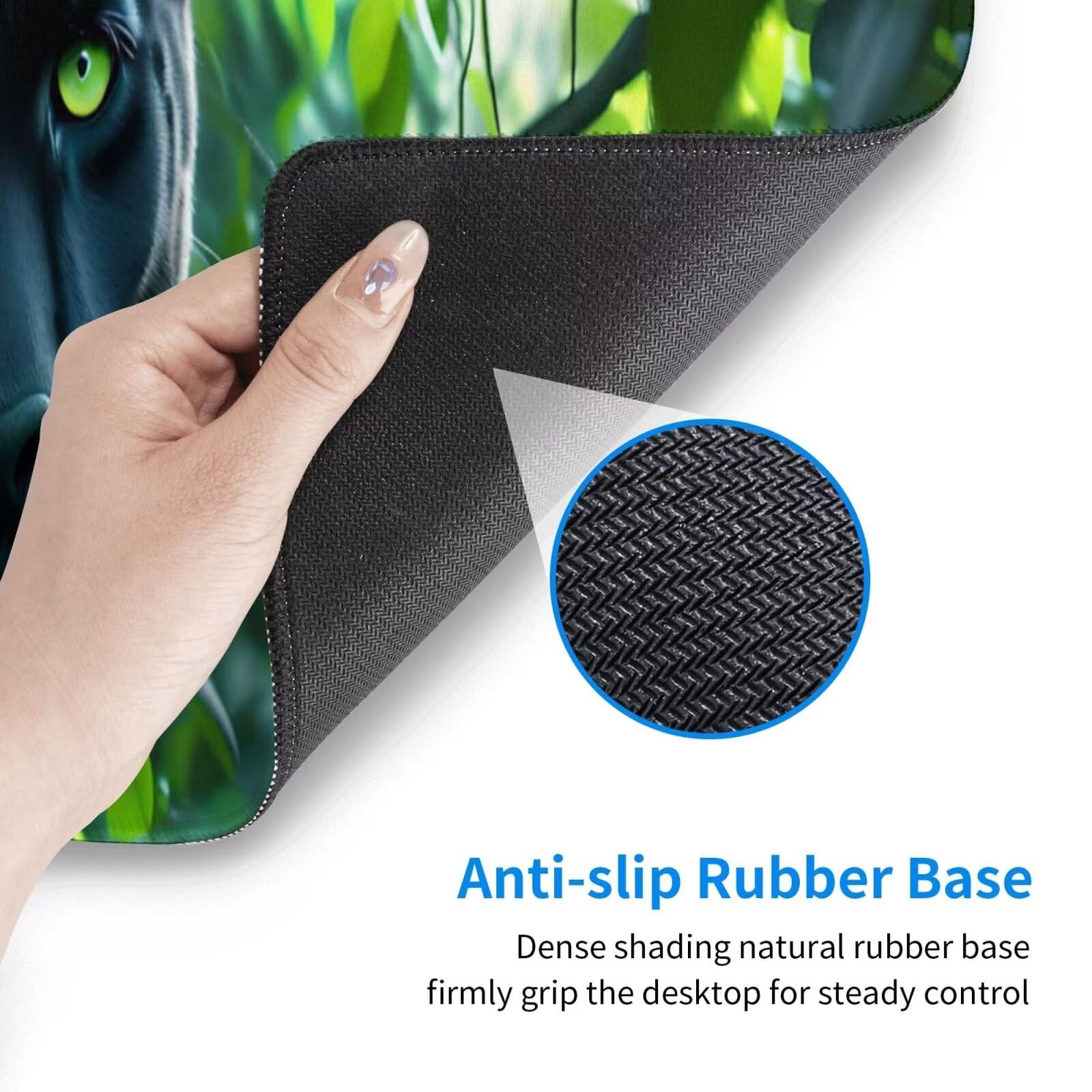 Tappetino Mouse, Tappetino Mouse Gaming Grande XXL 1500x800x3mm Tappetino Scrivania Mouse Pad, Base in Gomma Antiscivolo, Bordi Cuciti,Lavabile, Mousepad per Ufficio e Gaming (pantera) R-246