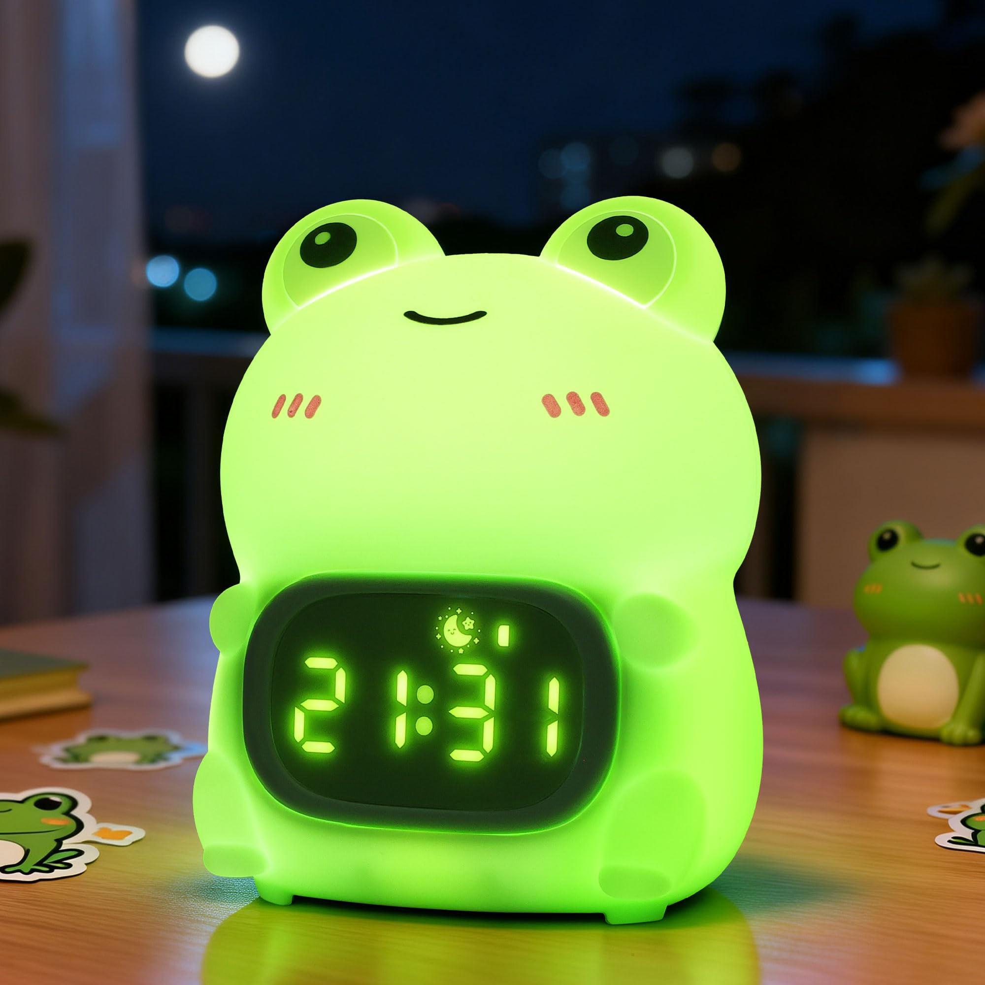 Alarm Clock with Light, Frog Digital Clock Night Light for Kids Girls Boys, Silicone Frog 3-in-1 Rechargeable Alarmclock Lamp Count Down Timer, Cute Alarm Clocks for Bedroom Adult Office