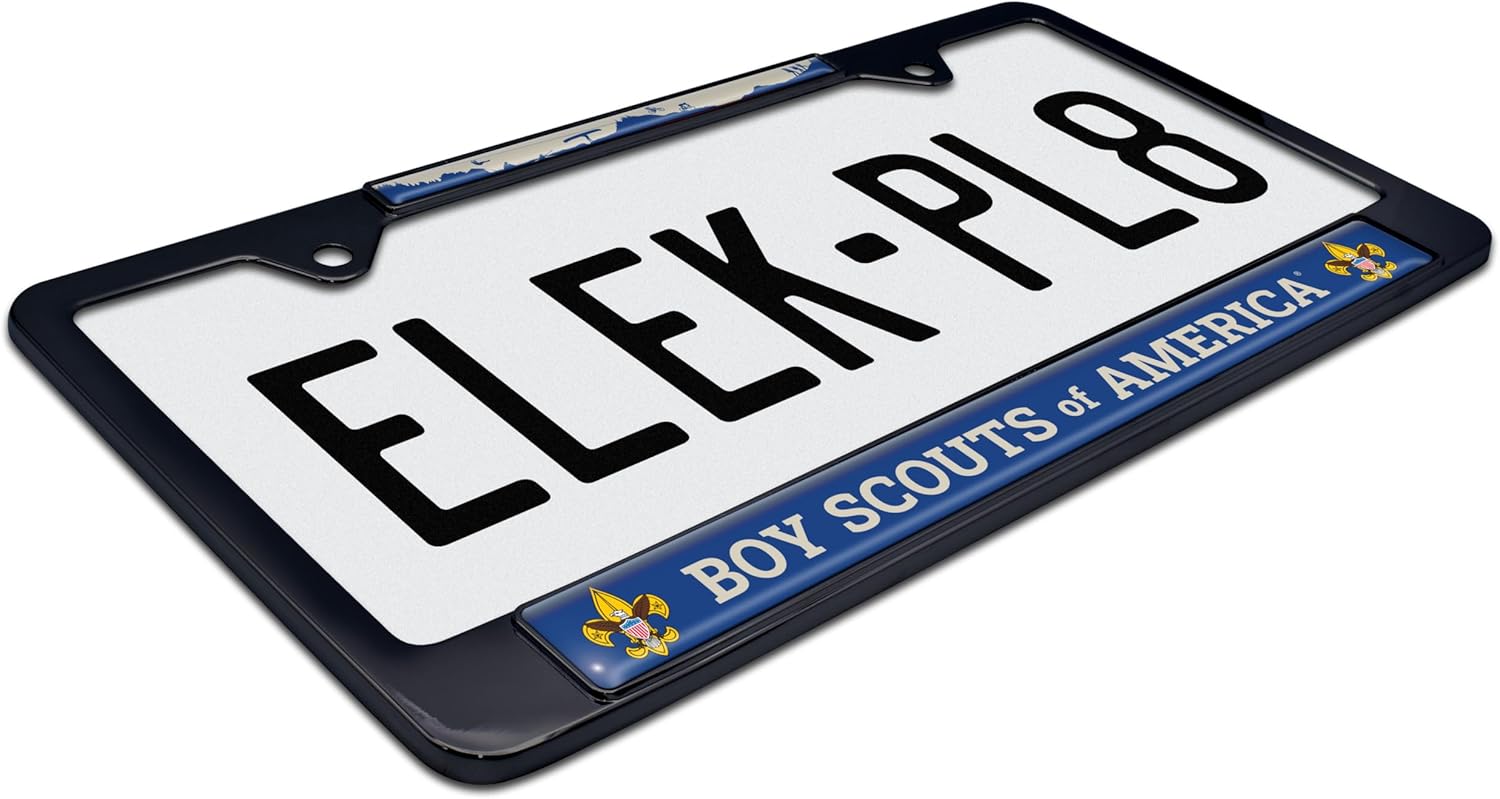 Elektroplate Officially Licensed - Scouting America Black All-Metal Standard Size License Plate Frame Tag Holder for Cars/SUVs/Trucks Weather-Proof Automotive Accessory