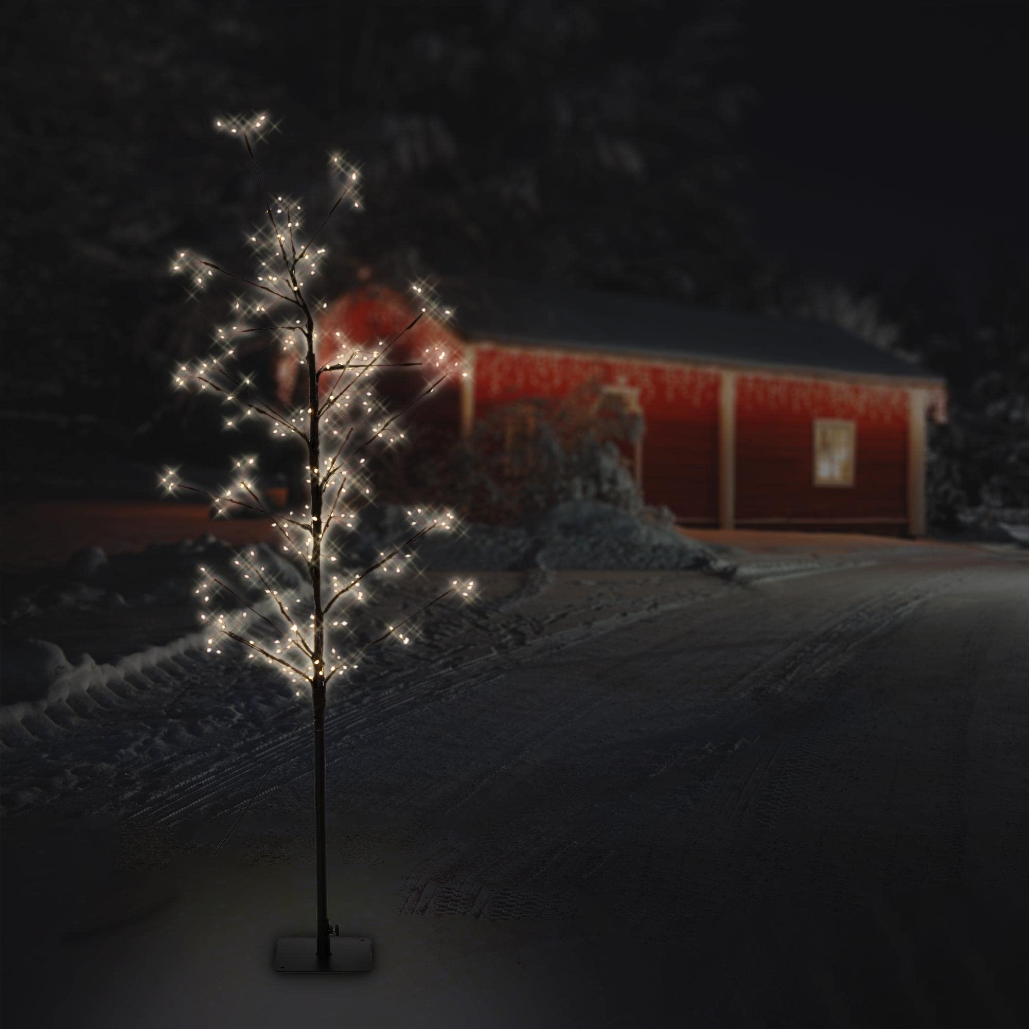 ECD Germany Albero Luminoso a LED Bianco Caldo, 120 cm, Decorazione Natalizia con 240 LED e Timer per Interni ed Esterni IP44, Abete Artificiale con Rami Flessibili per Natale, Addobbo per Casa