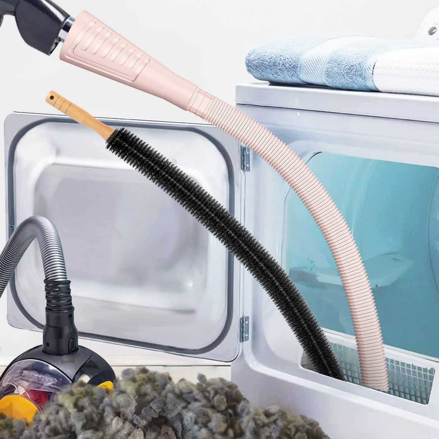 Sealegend 2 PCS Dryer Vent Cleaner Kit, Dryer Lint Vacuum Attachment&amp;Brush
